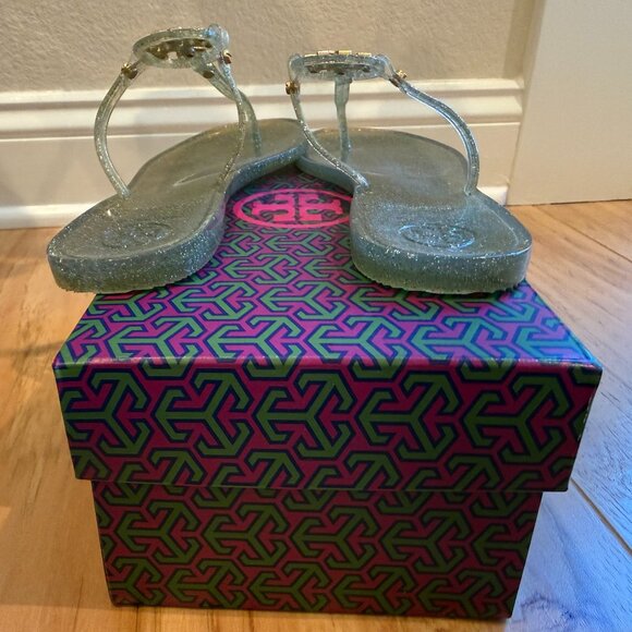 Tory Burch Mini Miller Flat Thong Sandals (Green Multi/Gold) - Picture 4 of 7